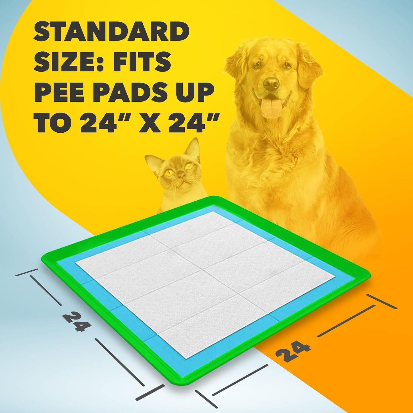 Tidyfriend 2 Pack Dog Pee Pad Holder - Fits up to 24” X 24” Pee Pad Holder for Dogs - Stable Grip, Soft Edges, Quick Wipe Silicone Surface Dog Pad Holder for Indoor Flooring Protection (Green)