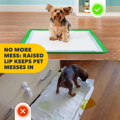 Tidyfriend 2 Pack Dog Pee Pad Holder - Fits up to 24” X 24” Pee Pad Holder for Dogs - Stable Grip, Soft Edges, Quick Wipe Silicone Surface Dog Pad Holder for Indoor Flooring Protection (Green)